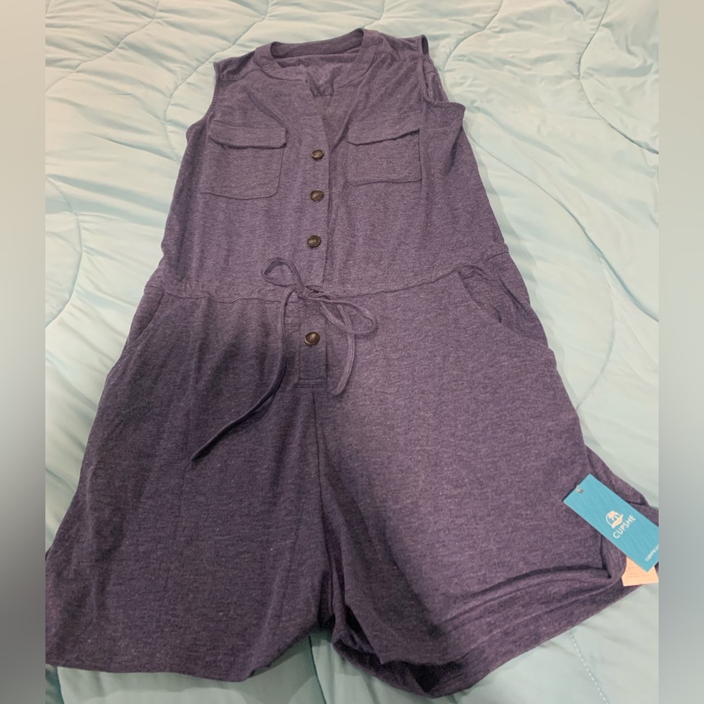 NWT blue button down romper